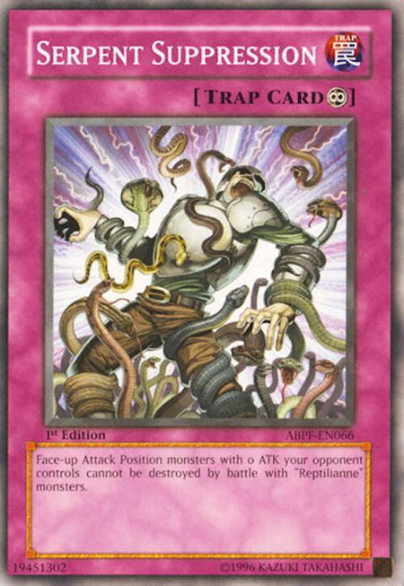 Serpent Suppression trading card from Absolute Powerforce Serpent Suppression - Absolute Powerforce YuGiOh trading card