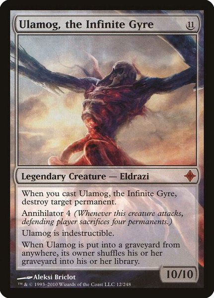 Ulamog, the Infinite Gyre trading card from Rise of the Eldrazi Ulamog, the Infinite Gyre - Rise of the Eldrazi Magic: The Gathering trading card