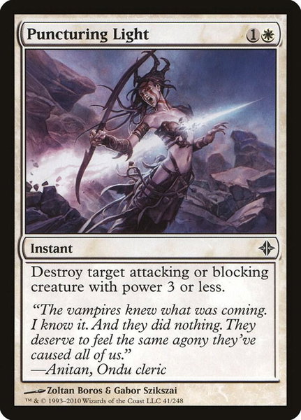 Puncturing Light trading card from Rise of the Eldrazi Puncturing Light - Rise of the Eldrazi Magic: The Gathering trading card