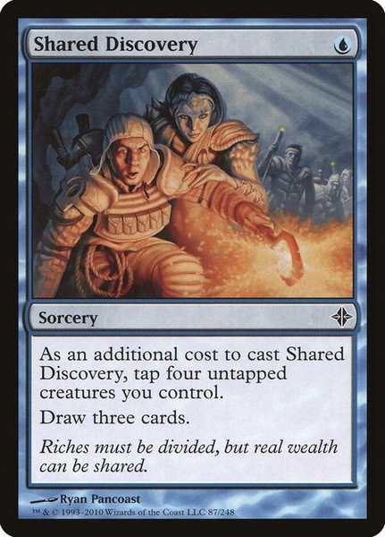 Shared Discovery trading card from Rise of the Eldrazi Shared Discovery - Rise of the Eldrazi Magic: The Gathering trading card