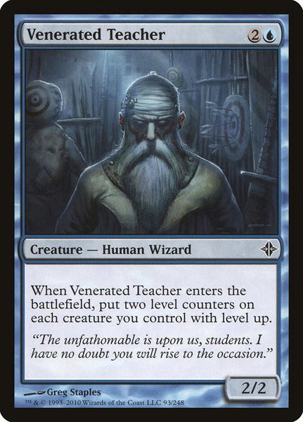 Venerated Teacher trading card from Rise of the Eldrazi Venerated Teacher - Rise of the Eldrazi Magic: The Gathering trading card