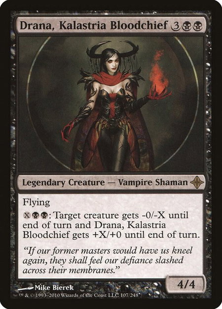 Drana, Kalastria Bloodchief trading card from Rise of the Eldrazi Drana, Kalastria Bloodchief - Rise of the Eldrazi Magic: The Gathering trading card