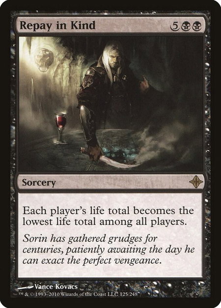 Repay in Kind trading card from Rise of the Eldrazi Repay in Kind - Rise of the Eldrazi Magic: The Gathering trading card