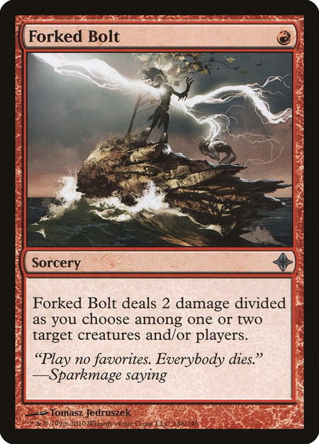 Forked Bolt trading card from Rise of the Eldrazi Forked Bolt - Rise of the Eldrazi Magic: The Gathering trading card