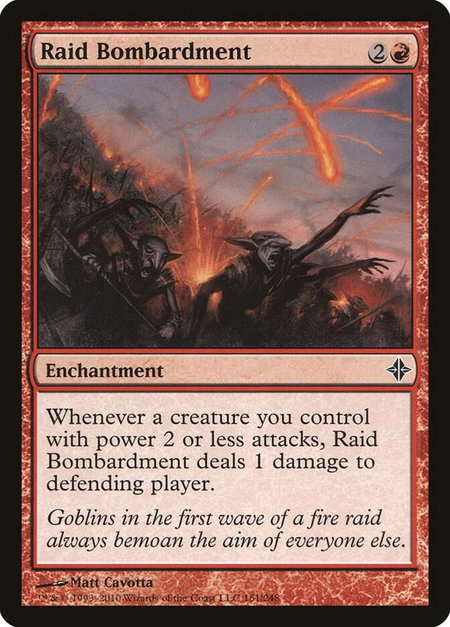Raid Bombardment trading card from Rise of the Eldrazi Raid Bombardment - Rise of the Eldrazi Magic: The Gathering trading card