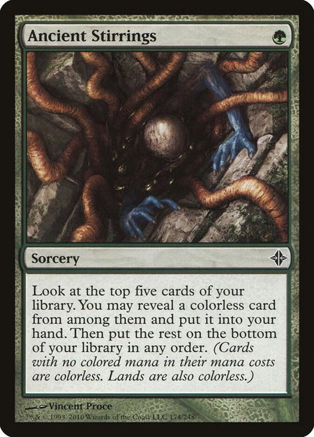 Ancient Stirrings trading card from Rise of the Eldrazi Ancient Stirrings - Rise of the Eldrazi Magic: The Gathering trading card