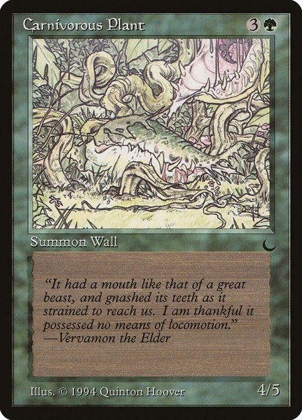 Carnivorous Plant trading card from The Dark Carnivorous Plant - The Dark Magic: The Gathering trading card