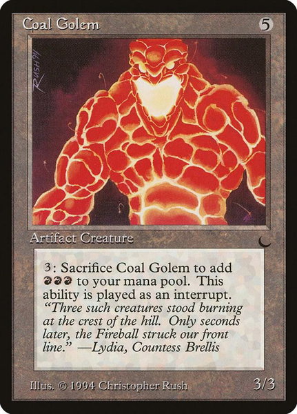 Coal Golem trading card from The Dark Coal Golem - The Dark Magic: The Gathering trading card