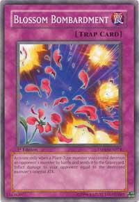 Blossom Bombardment trading card from The Shining Darkness Blossom Bombardment - The Shining Darkness YuGiOh trading card