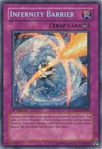 Infernity Barrier trading card from The Shining Darkness Infernity Barrier - The Shining Darkness YuGiOh trading card