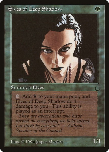 Elves of Deep Shadow - The Dark Magic: The Gathering trading card