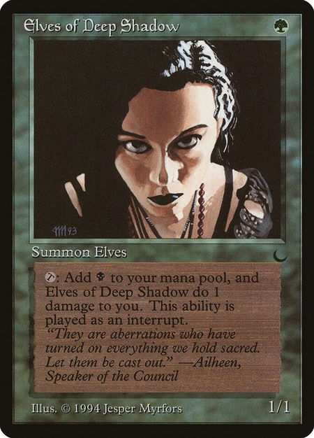 Elves of Deep Shadow trading card from The Dark Elves of Deep Shadow - The Dark Magic: The Gathering trading card