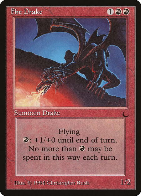 Fire Drake trading card from The Dark Fire Drake - The Dark Magic: The Gathering trading card