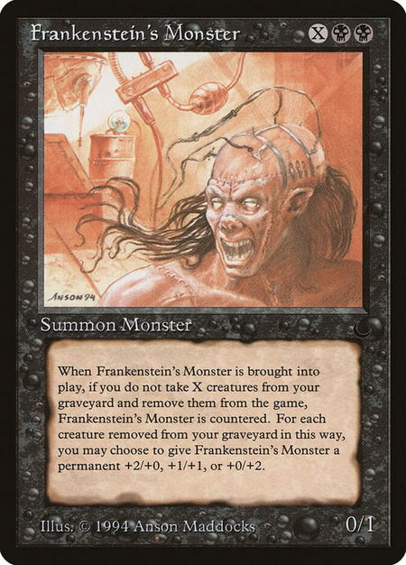 Frankenstein's Monster trading card from The Dark Frankenstein's Monster - The Dark Magic: The Gathering trading card