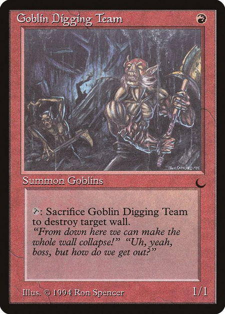 Goblin Digging Team trading card from The Dark Goblin Digging Team - The Dark Magic: The Gathering trading card