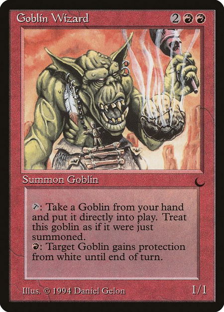 Goblin Wizard trading card from The Dark Goblin Wizard - The Dark Magic: The Gathering trading card