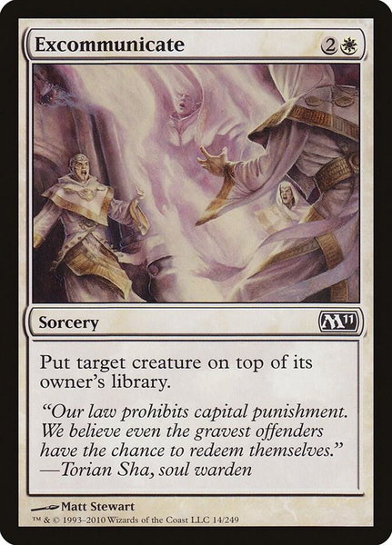 Excommunicate trading card from Magic 2011 (M11) Excommunicate - Magic 2011 (M11) Magic: The Gathering trading card