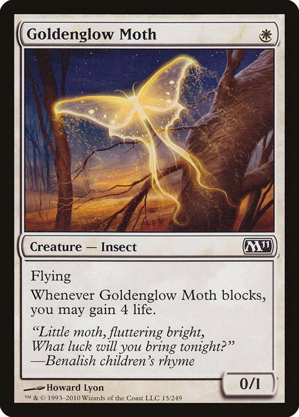 Goldenglow Moth trading card from Magic 2011 (M11) Goldenglow Moth - Magic 2011 (M11) Magic: The Gathering trading card