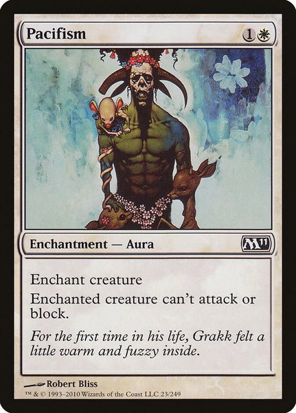 Pacifism trading card from Magic 2011 (M11) Pacifism - Magic 2011 (M11) Magic: The Gathering trading card
