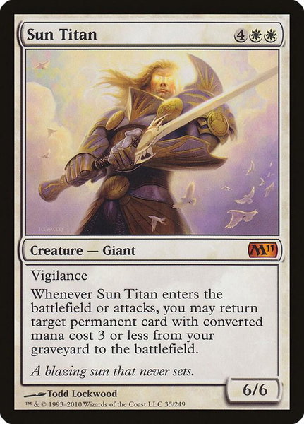 Sun Titan trading card from Magic 2011 (M11) Sun Titan - Magic 2011 (M11) Magic: The Gathering trading card