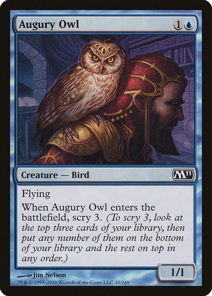 Augury Owl trading card from Magic 2011 (M11) Augury Owl - Magic 2011 (M11) Magic: The Gathering trading card