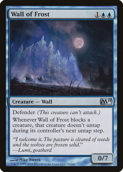 Wall of Frost trading card from Magic 2011 (M11) Wall of Frost - Magic 2011 (M11) Magic: The Gathering trading card