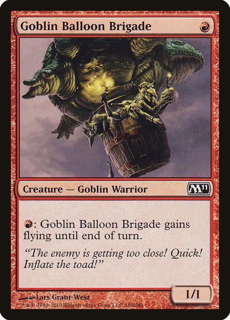 Goblin Balloon Brigade trading card from Magic 2011 (M11) Goblin Balloon Brigade - Magic 2011 (M11) Magic: The Gathering trading card