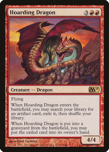 Hoarding Dragon trading card from Magic 2011 (M11) Hoarding Dragon - Magic 2011 (M11) Magic: The Gathering trading card