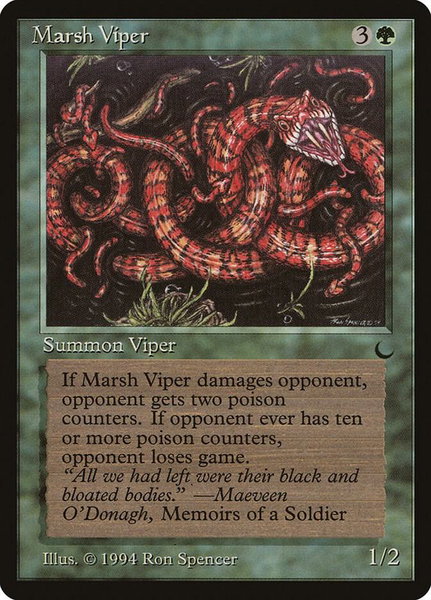 Marsh Viper trading card from The Dark Marsh Viper - The Dark Magic: The Gathering trading card