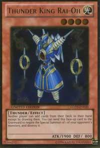 Thunder King Rai-Oh trading card from Gold Series 3 Thunder King Rai-Oh - Gold Series 3 YuGiOh trading card