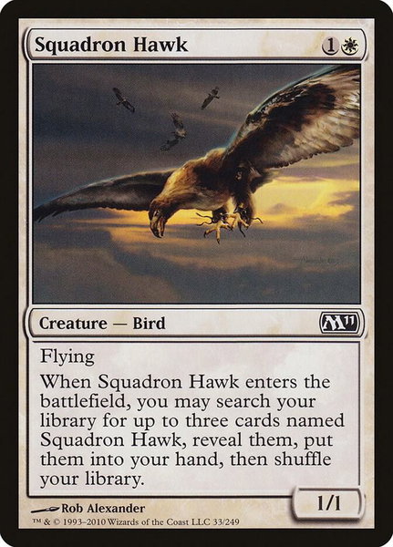 Squadron Hawk trading card from Magic 2011 (M11) Squadron Hawk - Magic 2011 (M11) Magic: The Gathering trading card