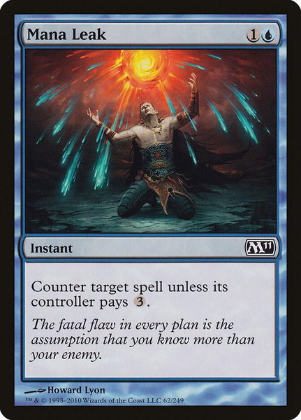 Mana Leak trading card from Magic 2011 (M11) Mana Leak - Magic 2011 (M11) Magic: The Gathering trading card