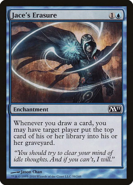 Jace's Erasure trading card from Magic 2011 (M11) Jace's Erasure - Magic 2011 (M11) Magic: The Gathering trading card
