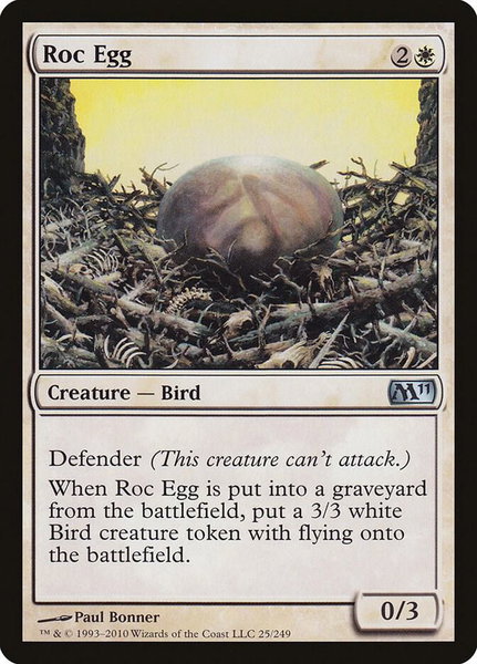Roc Egg trading card from Magic 2011 (M11) Roc Egg - Magic 2011 (M11) Magic: The Gathering trading card