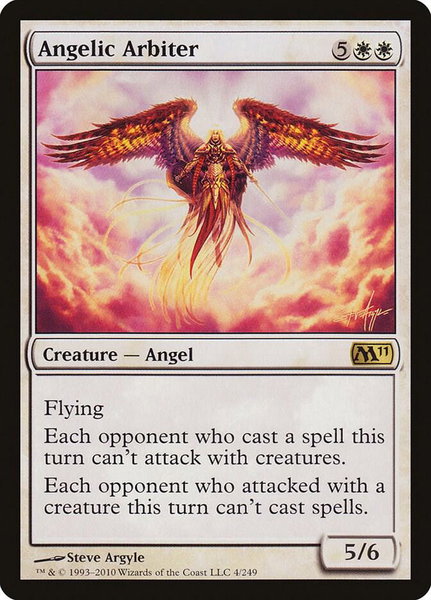 Angelic Arbiter trading card from Magic 2011 (M11) Angelic Arbiter - Magic 2011 (M11) Magic: The Gathering trading card