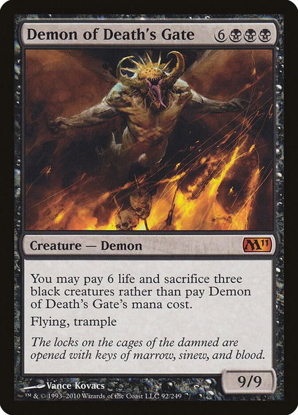 Demon of Death's Gate trading card from Magic 2011 (M11) Demon of Death's Gate - Magic 2011 (M11) Magic: The Gathering trading card