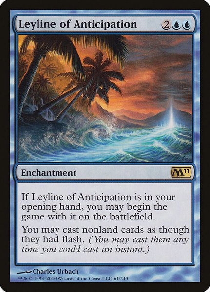 Leyline of Anticipation trading card from Magic 2011 (M11) Leyline of Anticipation - Magic 2011 (M11) Magic: The Gathering trading card