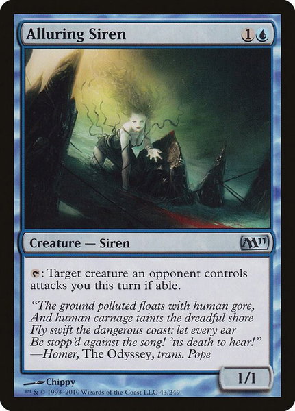 Alluring Siren trading card from Magic 2011 (M11) Alluring Siren - Magic 2011 (M11) Magic: The Gathering trading card