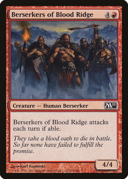 Berserkers of Blood Ridge trading card from Magic 2011 (M11) Berserkers of Blood Ridge - Magic 2011 (M11) Magic: The Gathering trading card