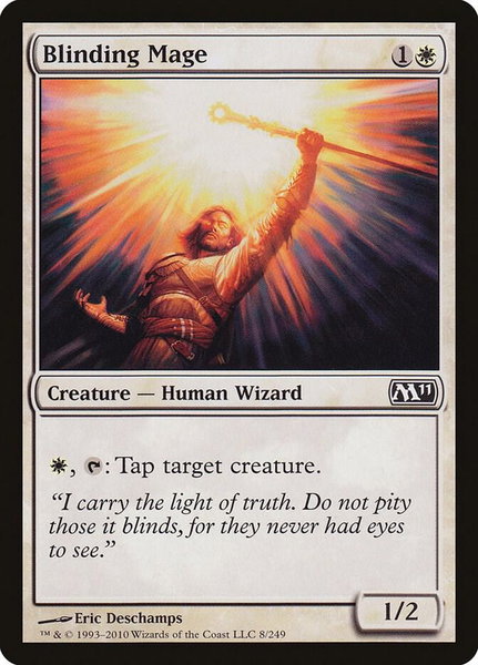 Blinding Mage trading card from Magic 2011 (M11) Blinding Mage - Magic 2011 (M11) Magic: The Gathering trading card