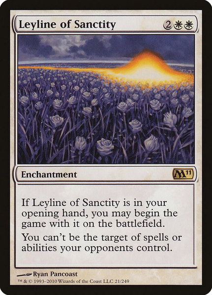 Leyline of Sanctity trading card from Magic 2011 (M11) Leyline of Sanctity - Magic 2011 (M11) Magic: The Gathering trading card