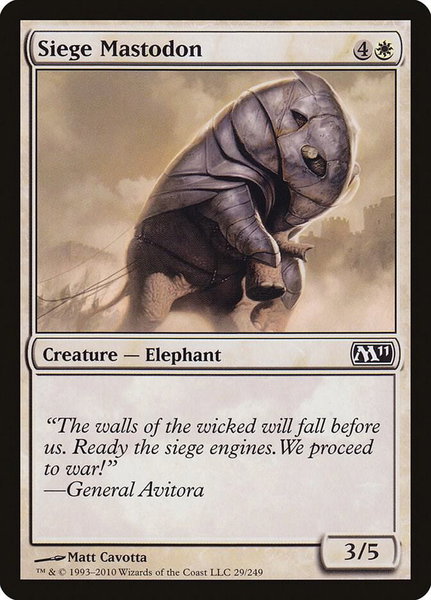 Siege Mastodon trading card from Magic 2011 (M11) Siege Mastodon - Magic 2011 (M11) Magic: The Gathering trading card