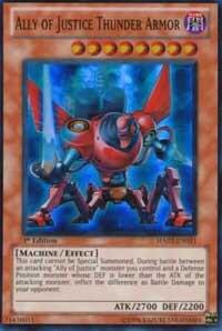 Ally of Justice Thunder Armor trading card from Hidden Arsenal 2 Ally of Justice Thunder Armor - Hidden Arsenal 2 YuGiOh trading card