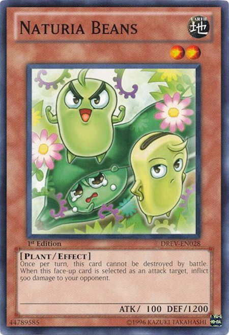 Naturia Beans trading card from Duelist Revolution Naturia Beans - Duelist Revolution YuGiOh trading card