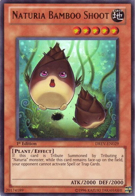 Naturia Bamboo Shoot trading card from Duelist Revolution Naturia Bamboo Shoot - Duelist Revolution YuGiOh trading card