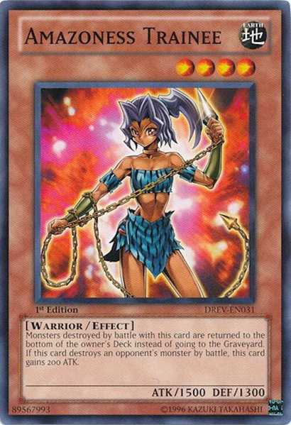 Amazoness Trainee trading card from Duelist Revolution Amazoness Trainee - Duelist Revolution YuGiOh trading card