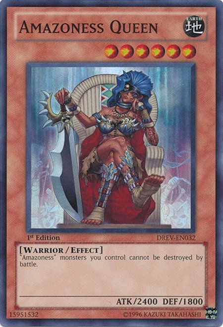 Amazoness Queen trading card from Duelist Revolution Amazoness Queen - Duelist Revolution YuGiOh trading card