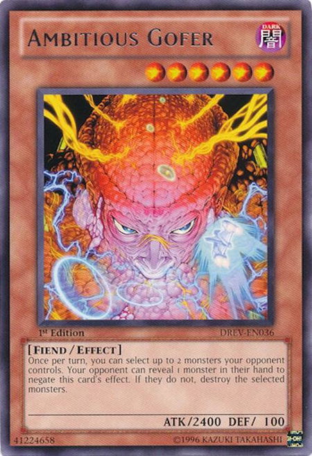 Ambitious Gofer trading card from Duelist Revolution Ambitious Gofer - Duelist Revolution YuGiOh trading card