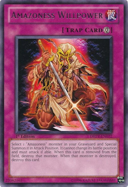 Amazoness Willpower trading card from Duelist Revolution Amazoness Willpower - Duelist Revolution YuGiOh trading card