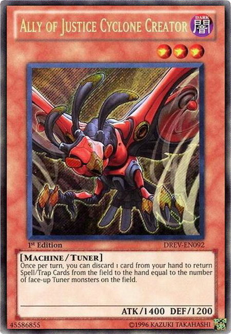 Ally of Justice Cyclone Creator - Duelist Revolution YuGiOh trading card